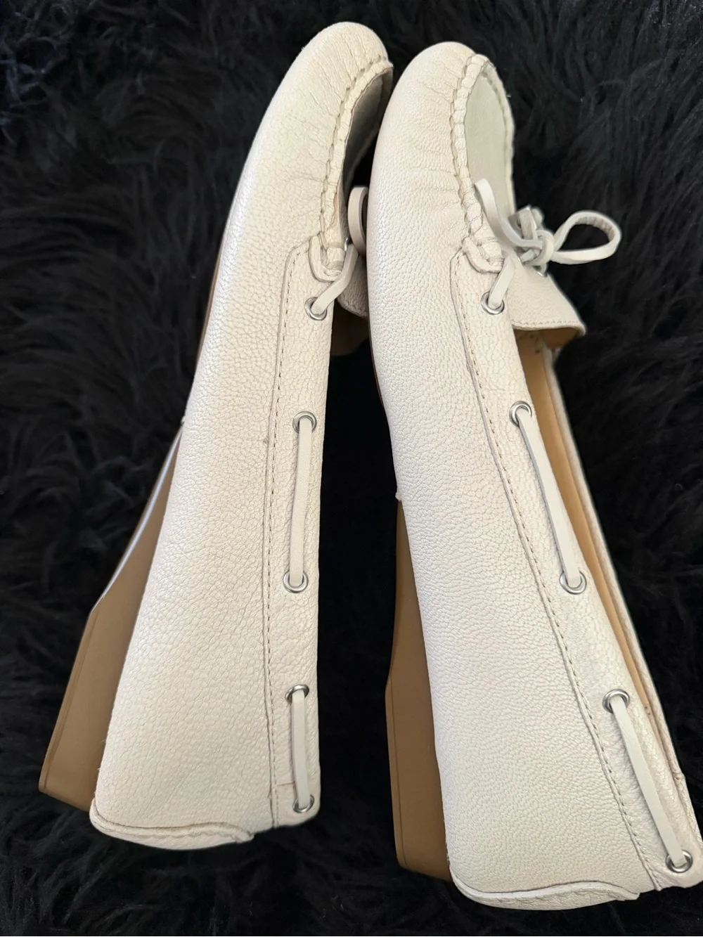 Michael Kors Ivory Leather Moccasins with Tassels